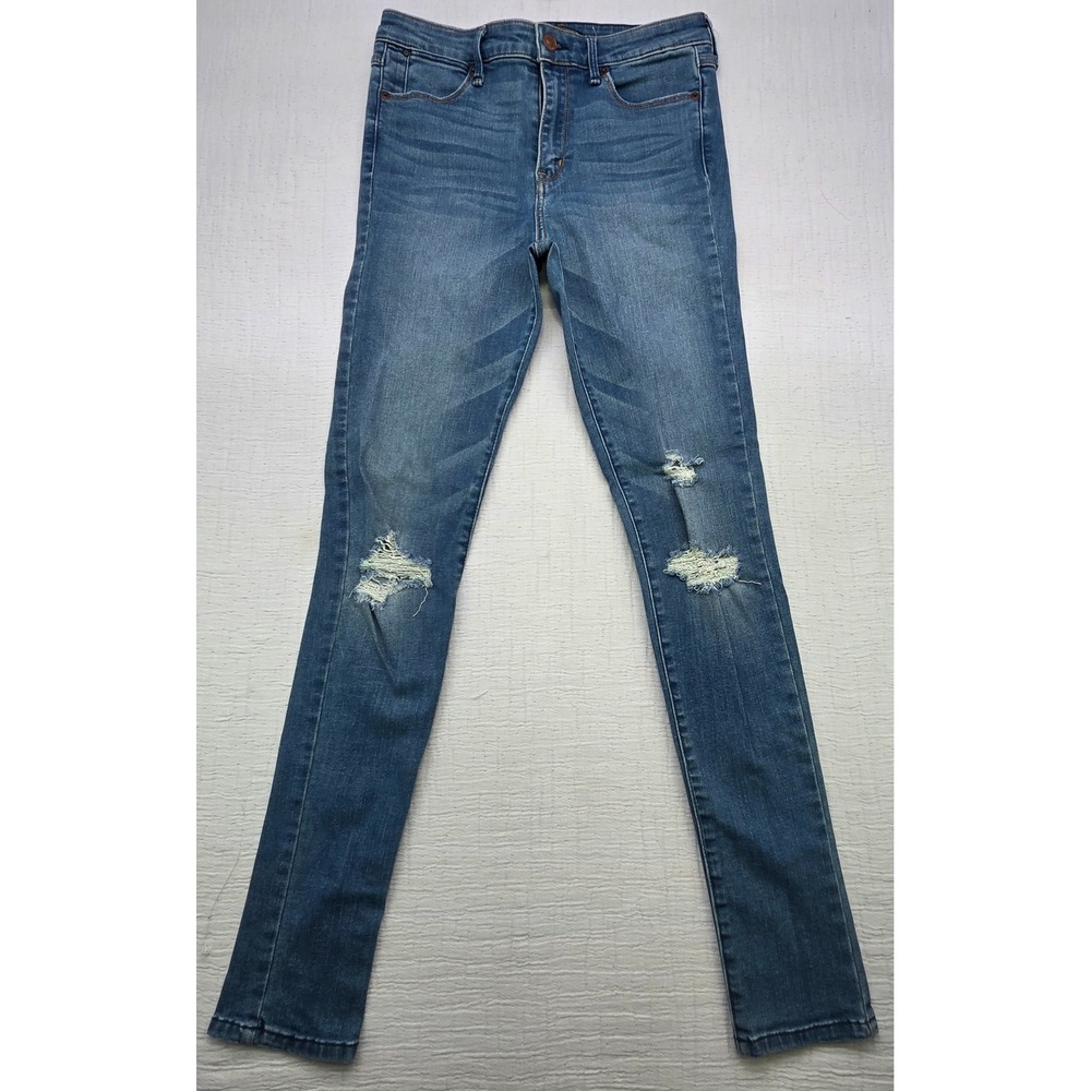 Abercrombie & Fitch High Rise Super Skinny Jeans Medium Wash Distressed 28x30